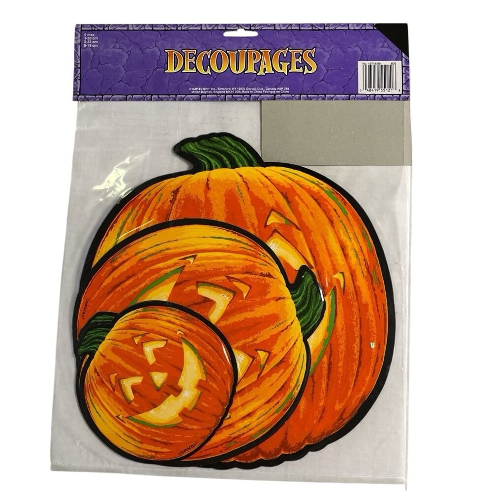 Vintage Amscan Halloween Die Cut Outs Pumpkins 9 Count 3 Sizes Jack O Latern NOS - Picture 2 of 7